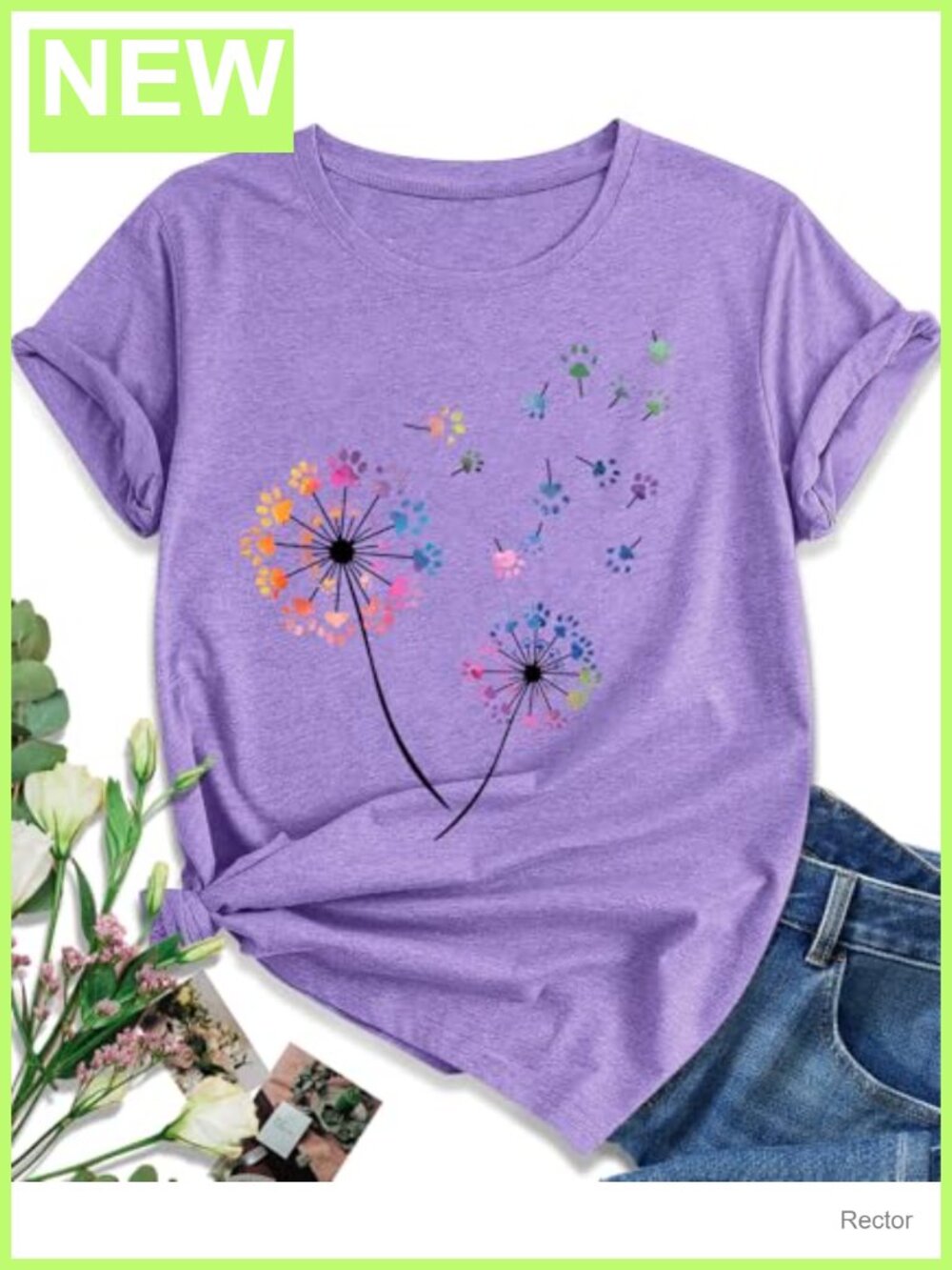 Dandelion Graphic Floral T-Shirt for Women Boho Wildflowers Tee Top